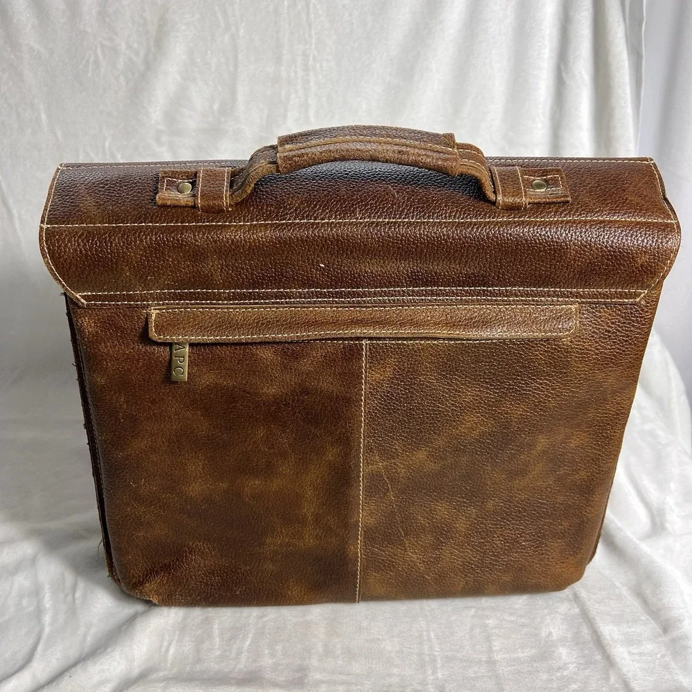 AmeriLeather Classical Leather Organizer Briefcase Bag Travel Business Strap